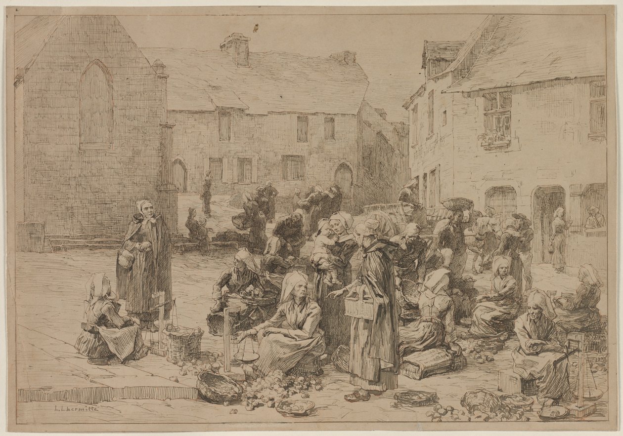 Äppelmarknaden i Landerneau av Leon Augustin Lhermitte