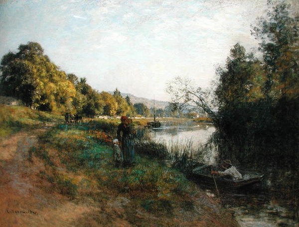 The Banks of the Marne, Return of the Fisherman, c.1907 (pastell på papper) av Leon Augustin Lhermitte