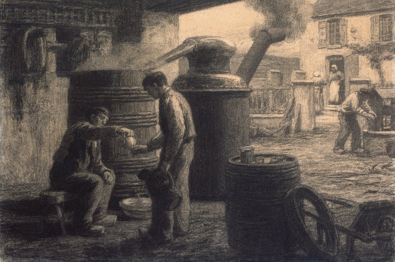 Destilleriet; The Tasters of Eau-de-Vie-de-Marc eller The Still, c.1872 av Leon Augustin Lhermitte
