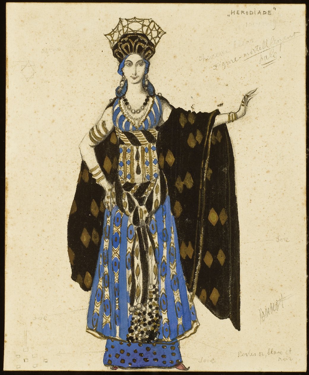 En kostymdesign för "Salome": Herodiade, av Leon Bakst