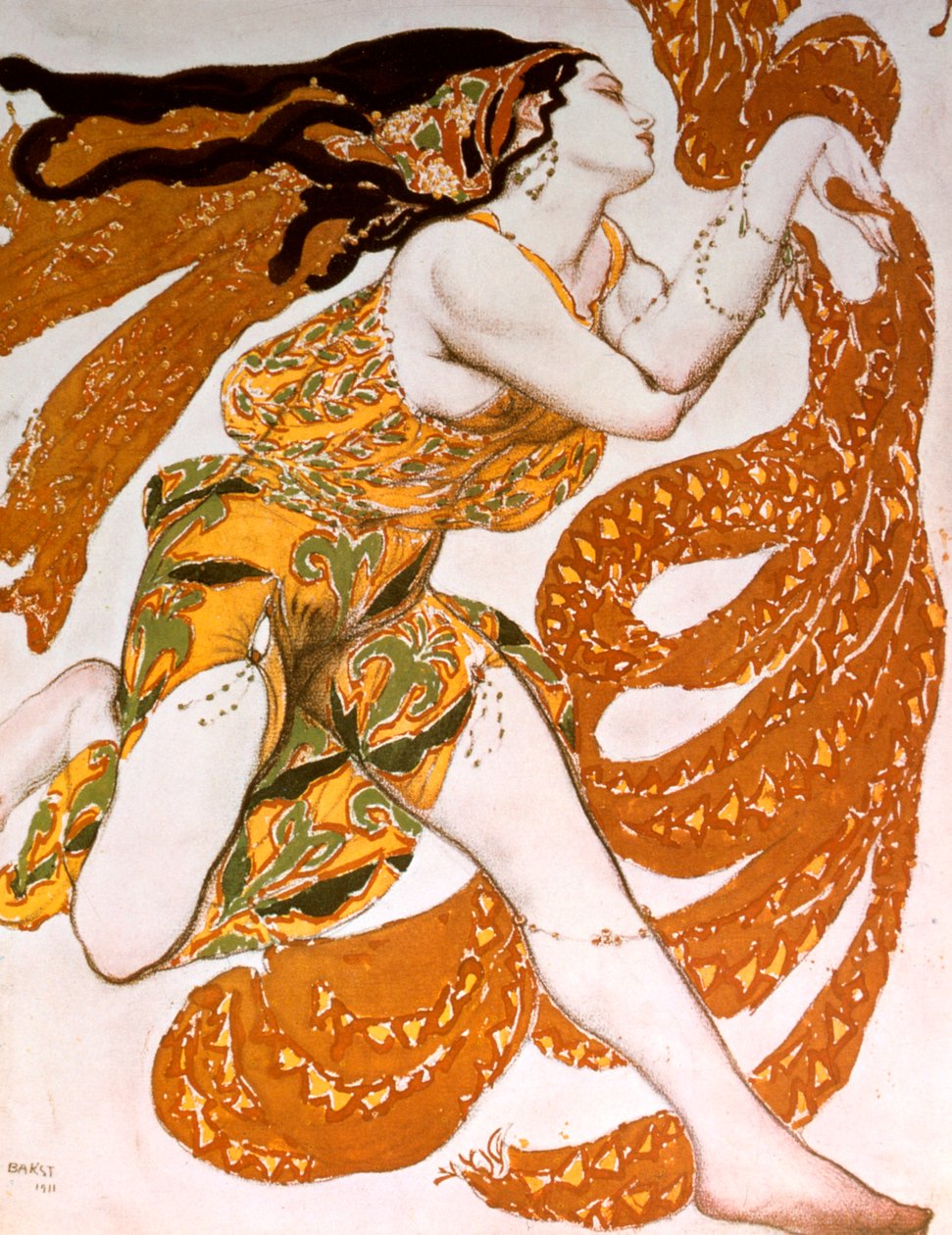 Bacchante, kostymdesign för en Ballets Russes-produktion av Tcherepnins Narcisse, 1911 av Leon Bakst