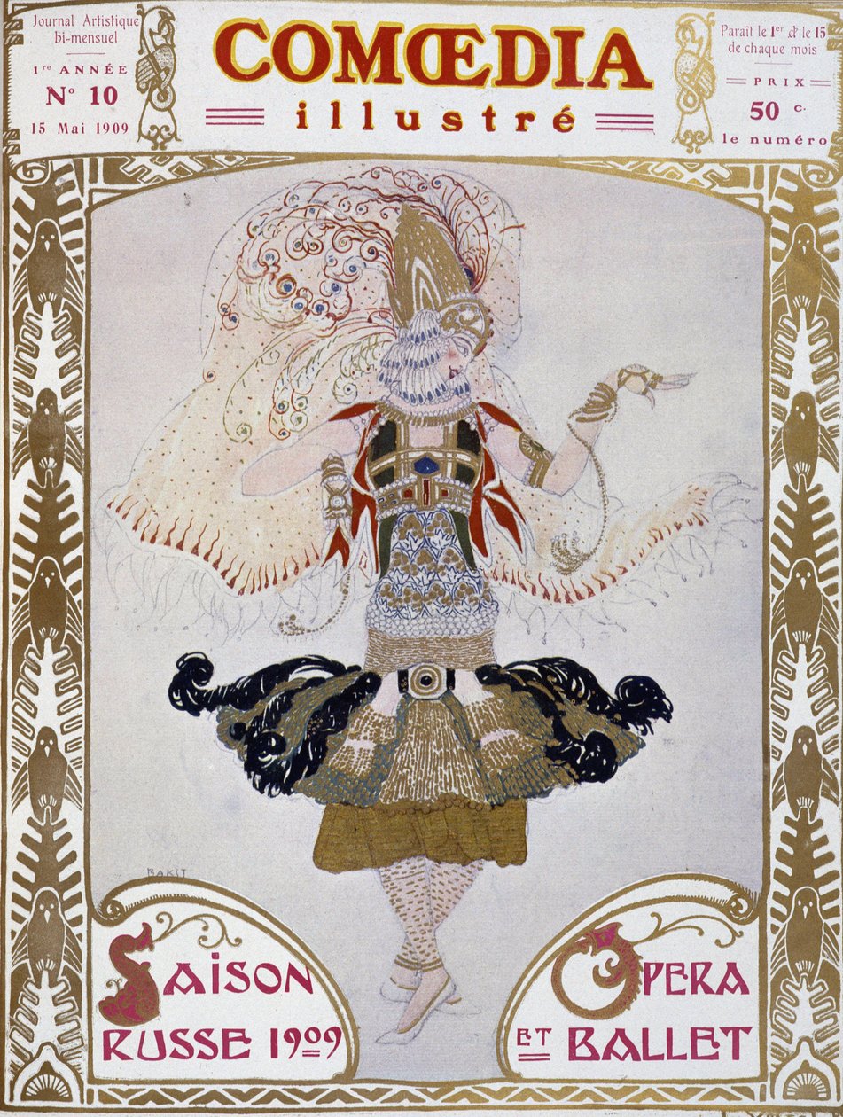 Ballet Russes dansare av Bakst, ko.” Illustrerad Comoedia”” av Leon Bakst