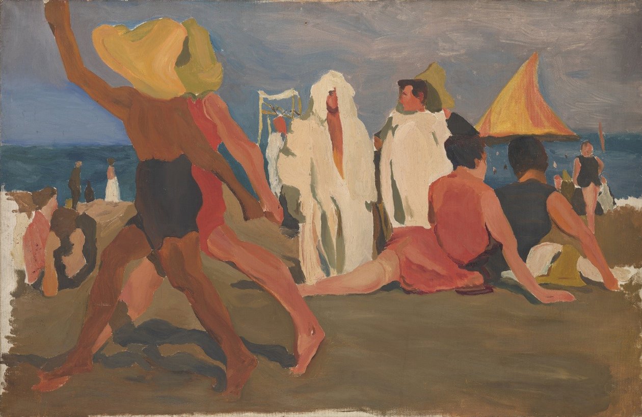 Badande på Lido, Venedig Serge Diaghilev och Vaslav Nijinsky på stranden av Leon Bakst