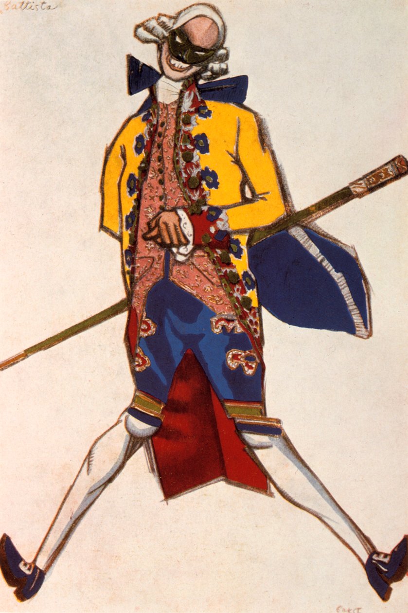 Battista, kostymdesign för en komedi av Carol Goldoni, 1917 av Leon Bakst