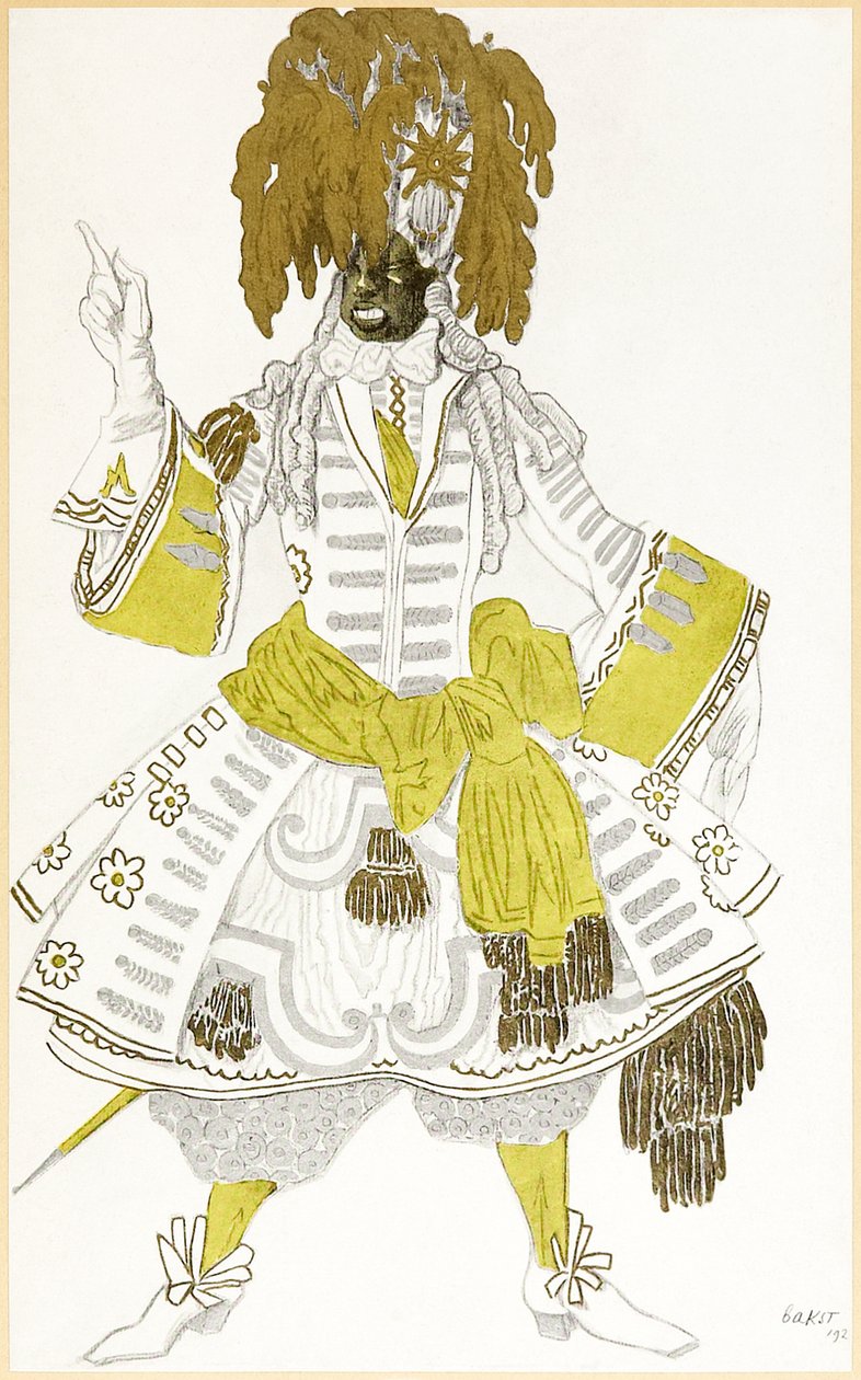 Svart vaktdräkt från ‘The Designs of Léon Bakst for The Sleeping Princess’ av Leon Bakst
