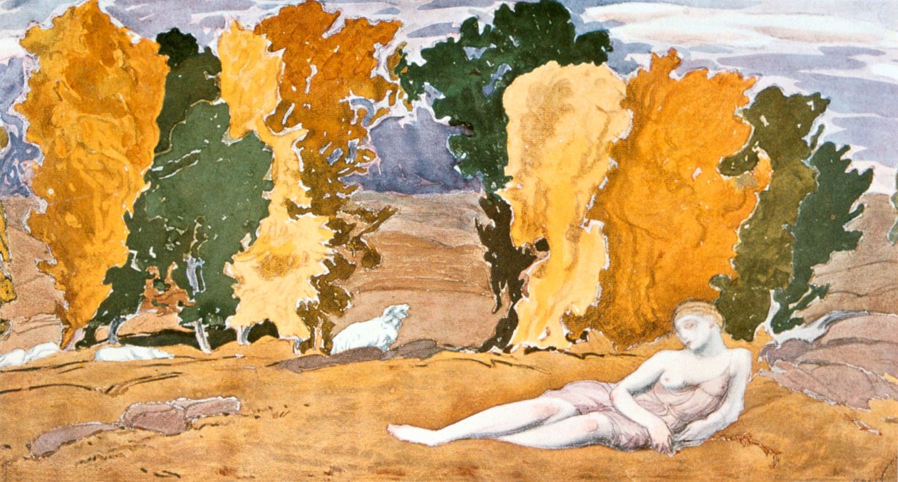 Chloe Abandoned, design för en Ballet Russes-produktion av Ravels Daphnis och Chloe, 1910-1911 av Leon Bakst