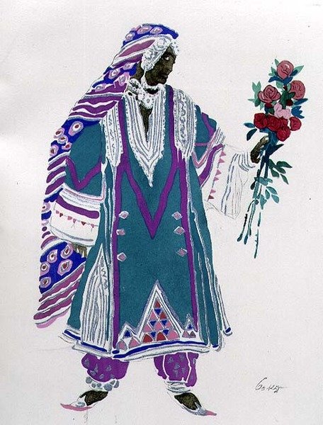 Kostymdesign (akvarell på papper) av Leon Bakst