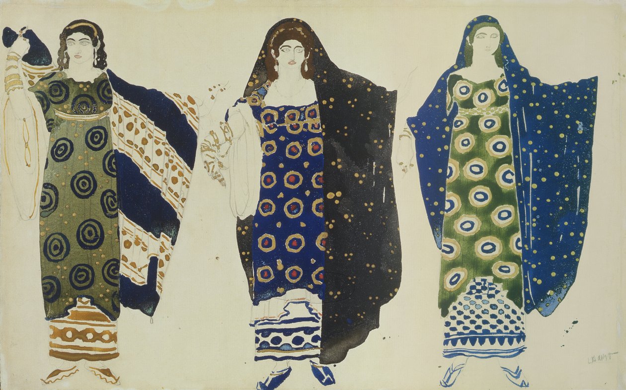 Kostymdesign för Oedipus at Colonus av Sophocles, 1904 (wc på papper) av Leon Bakst