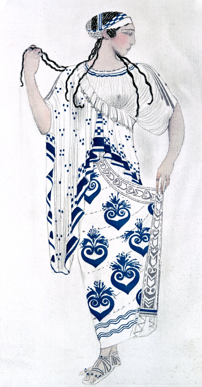 Kostymdesign för Ida Rubinstein som Helen i baletten Helen of Sparta, 1912 av Leon Bakst