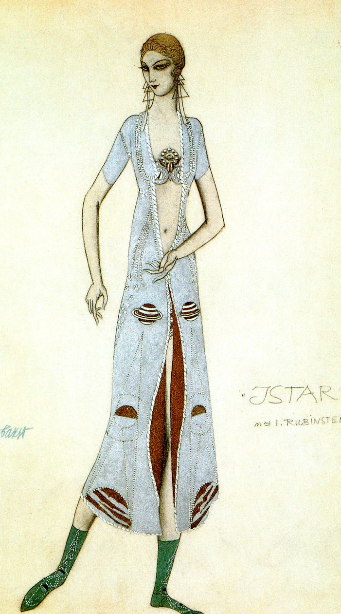 Kostymdesign för Ida Rubinstein som Ishtar, 1924. av Leon Bakst