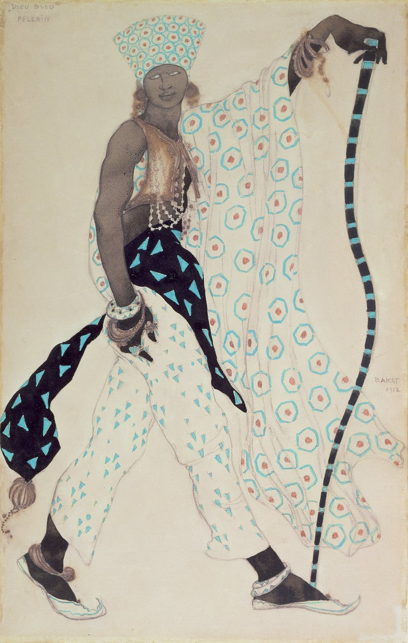 Kostymdesign för `Le Pelerin: Blue God, 1912 av Leon Bakst