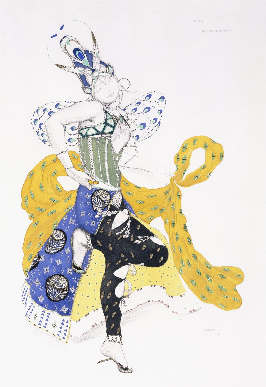 Kostymdesign för Madame Trouchanova i "La Peri", 1911 av Leon Bakst