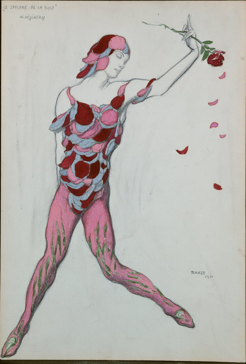Kostymdesign för Nijinksy från "Le Spectre de la Rose", 1911 av Leon Bakst