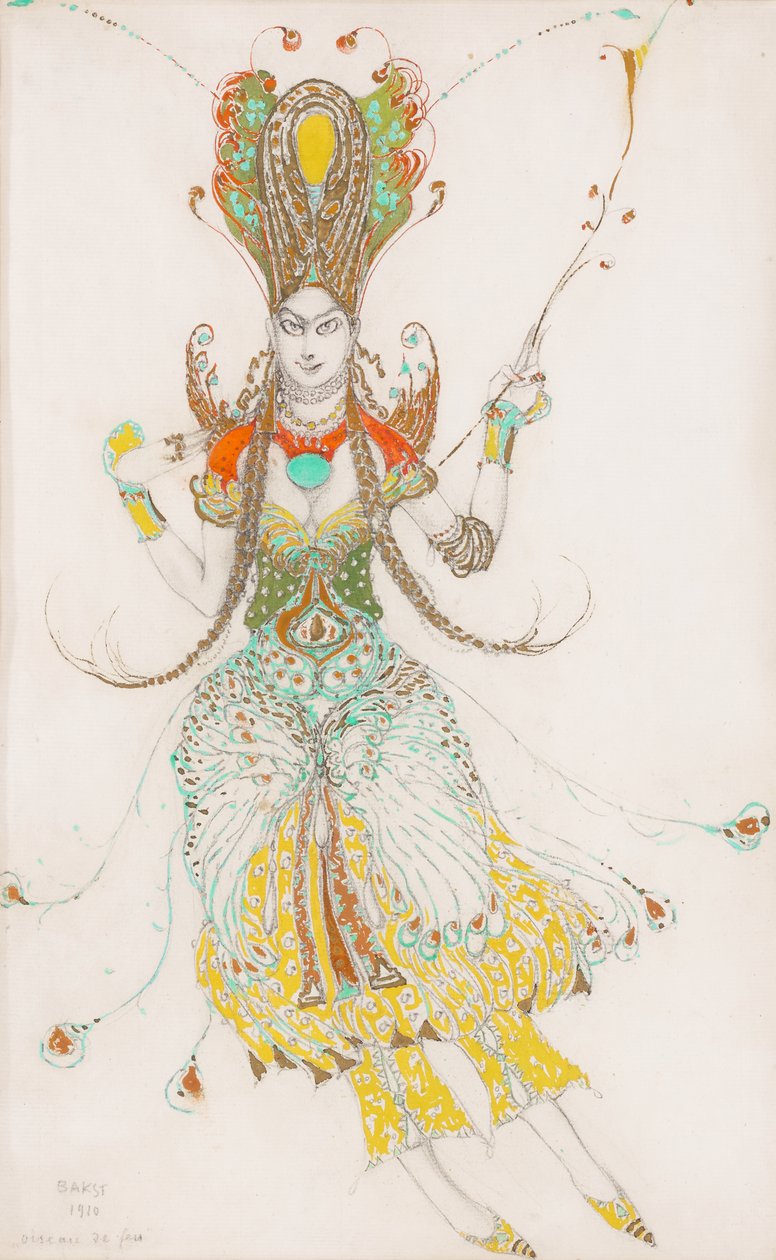 Kostymdesign för Tamara Karsavina som "The Firebird" av Leon Bakst