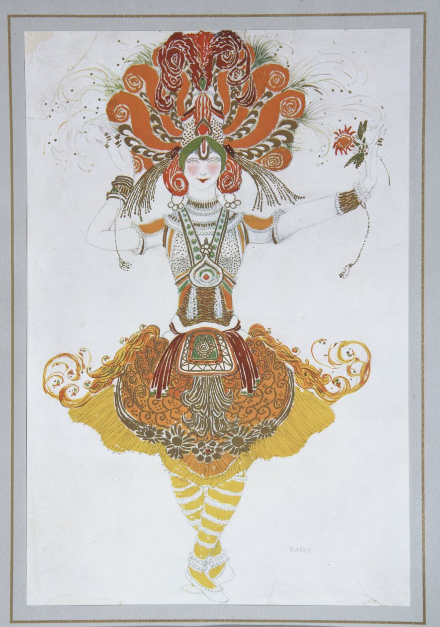 Kostymdesign för Tamara Karsavina i baletten The Firebird L