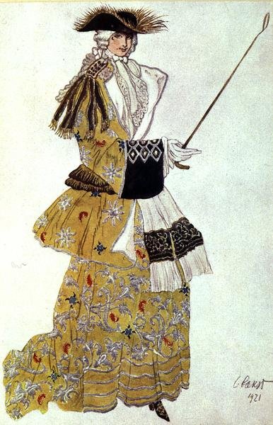 Kostymdesign för The Baroness Hunting, från Sleeping Beauty av Leon Bakst