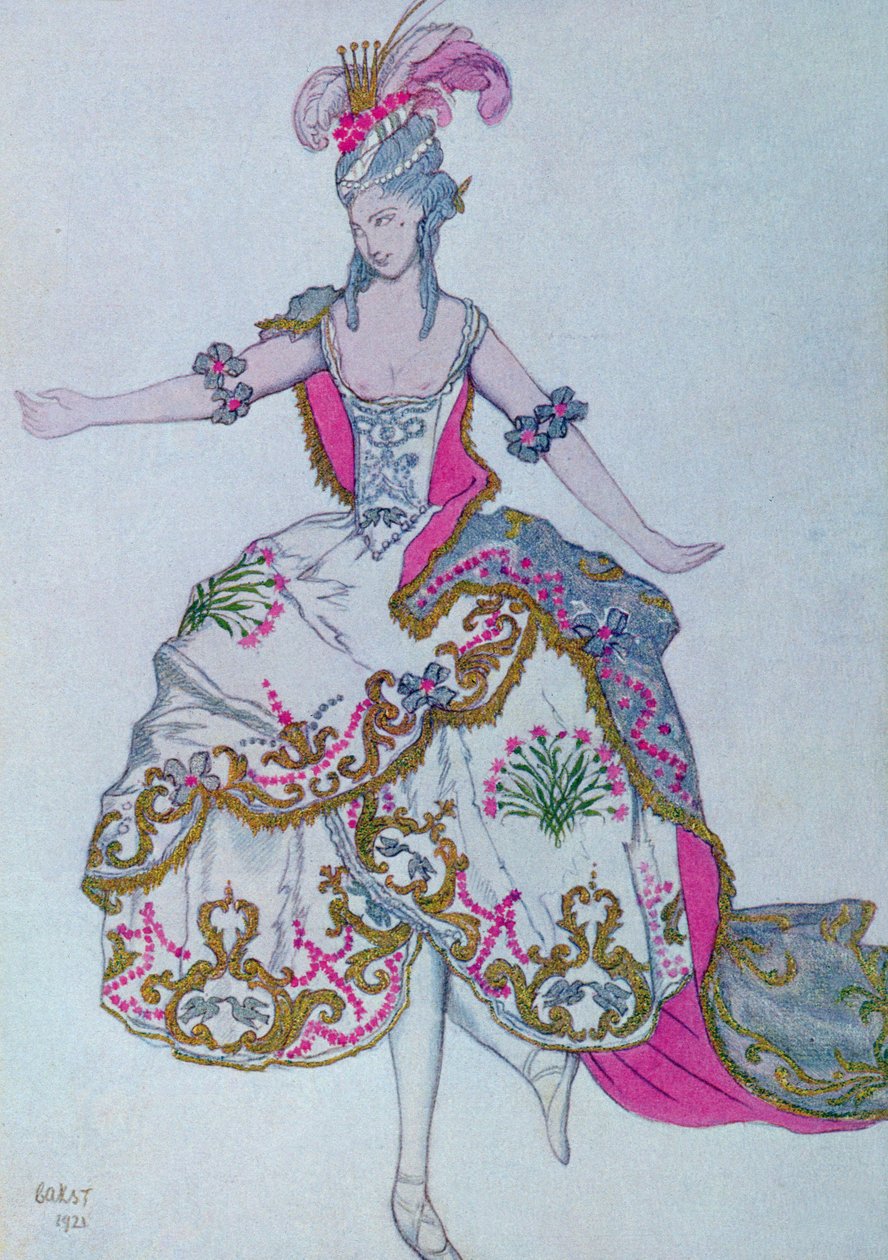 Kostymdesign för The Fairy Carnation, från Sleeping Beauty av Leon Bakst