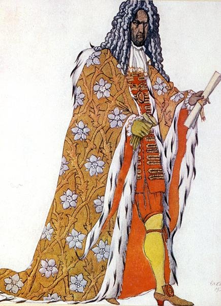 Kostymdesign för Ceremonimästaren, från Törnrosa av Leon Bakst