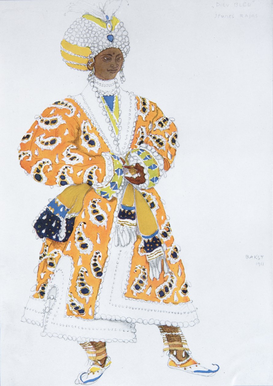 Kostymdesign för Vaslav Nijinsky i Ballet Blue God av R. Hahn, 1912 av Leon Bakst