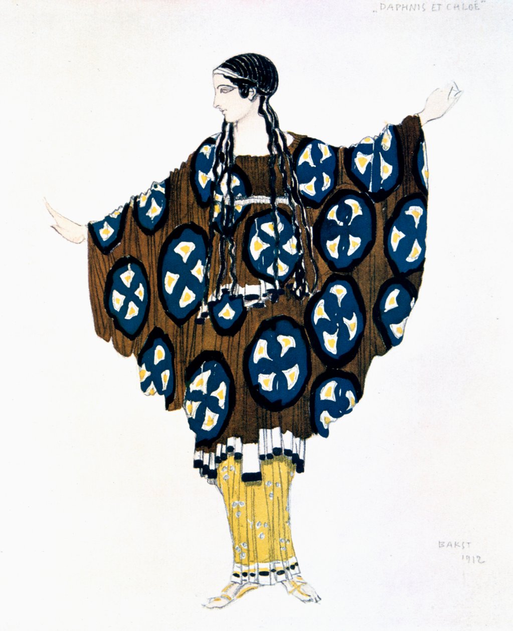 Kostymdesign för en Ballets Russes-produktion av Ravels Daphnis et Chloe, 1912 av Leon Bakst