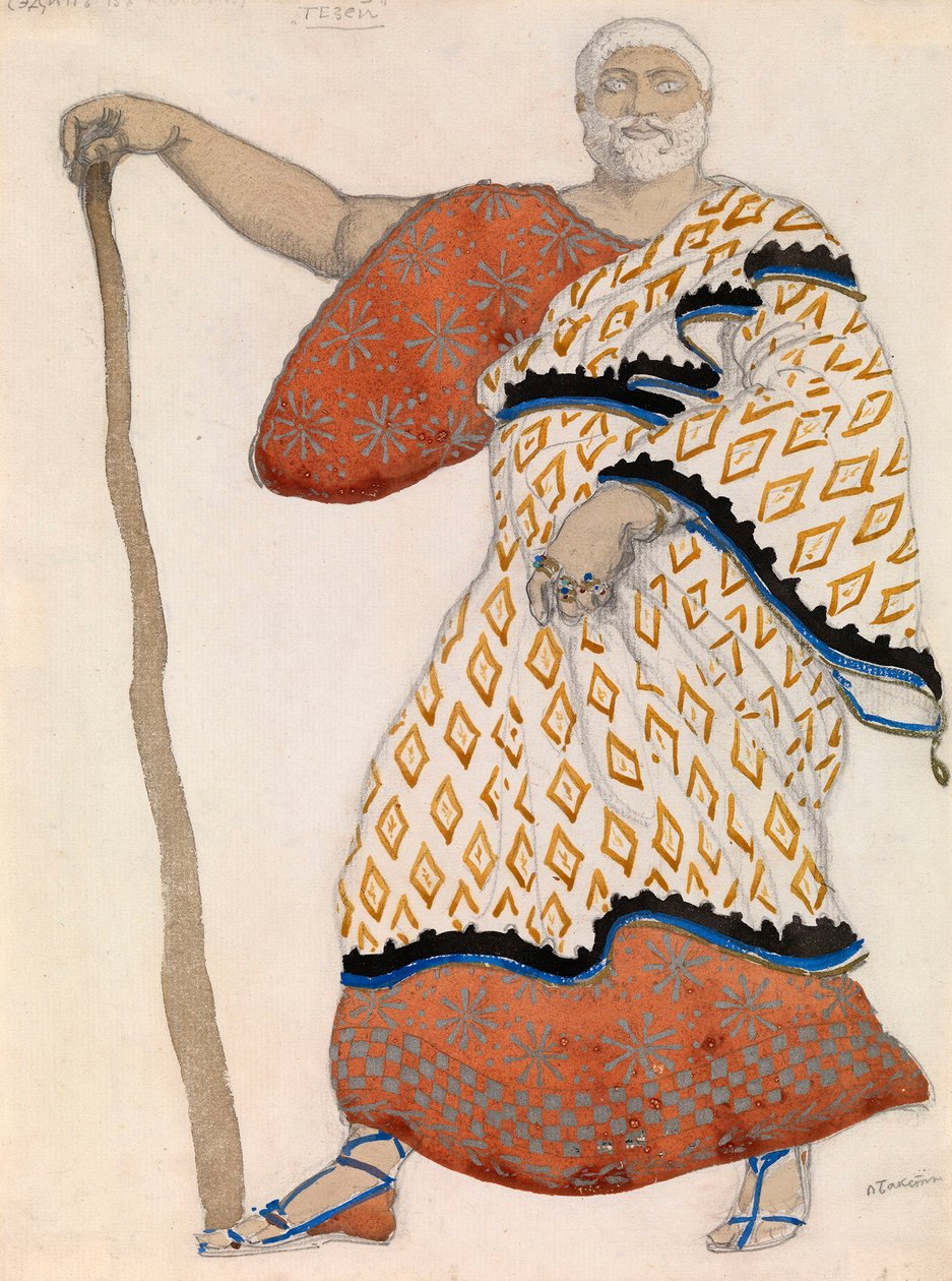 Kostymdesign för drama Oedipus at Colonus av Sophocles av Leon Bakst