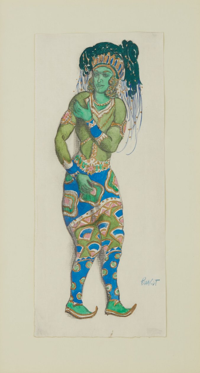 Kostymdesign för Ballet Blue God av R. Hahn, 1910. av Leon Bakst