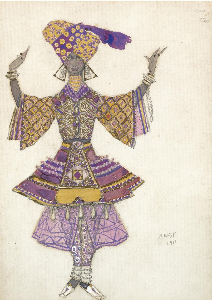 Kostymdesign för Ballet Blue God av R. Hahn, 1911 av Leon Bakst