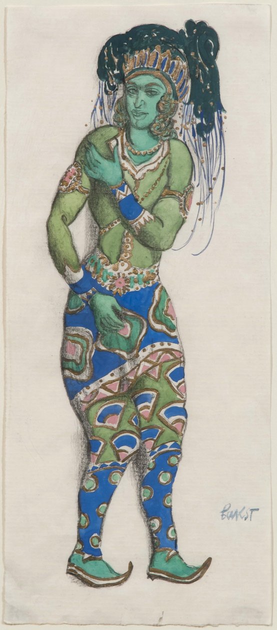 Kostymdesign för Ballet Blue God av R. Hahn, 1911 av Leon Bakst