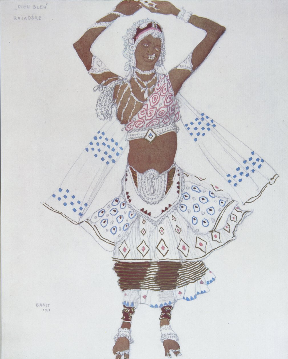 Kostymdesign för Ballet Blue God av R. Hahn, 1912 av Leon Bakst