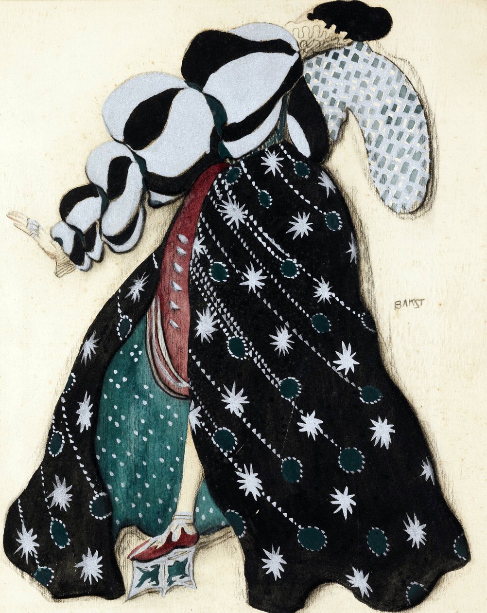 Kostymdesign för baletten ""La Legende de Joseph"" av R. Strauss - Bakst, Leon (1866-1924) - 1914 - Akvarell, Gouache på papper - 33x28 - Privat samling av Leon Bakst