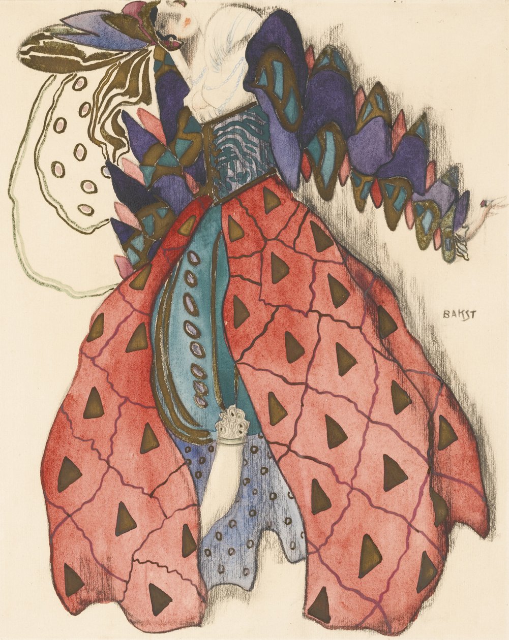 Kostymdesign för Baletten La Légende de Joseph av R. Strauss av Leon Bakst
