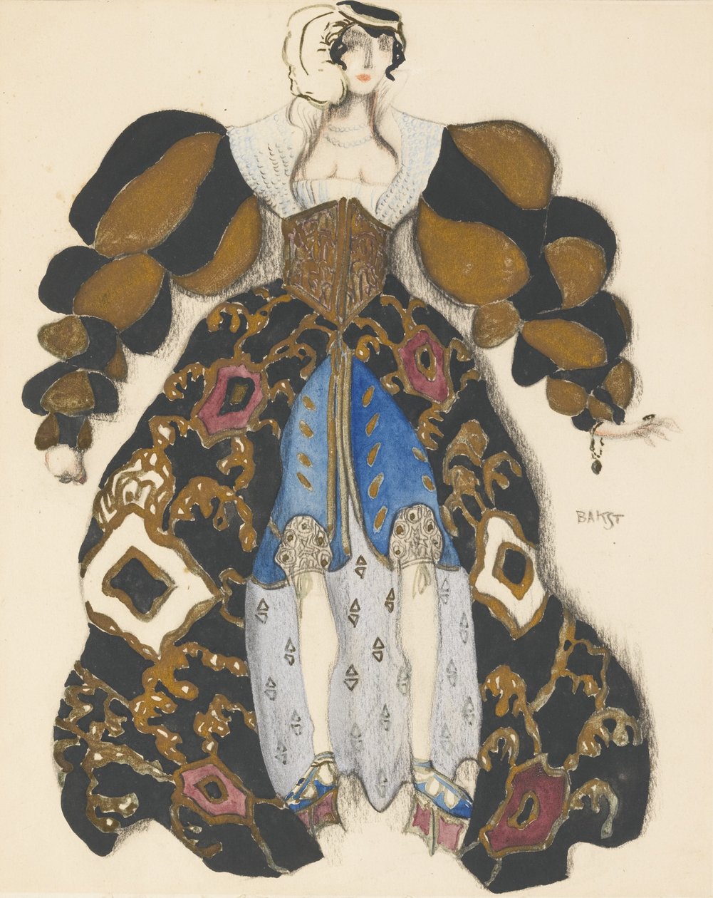 Kostymdesign för Baletten La Légende de Joseph av R. Strauss av Leon Bakst