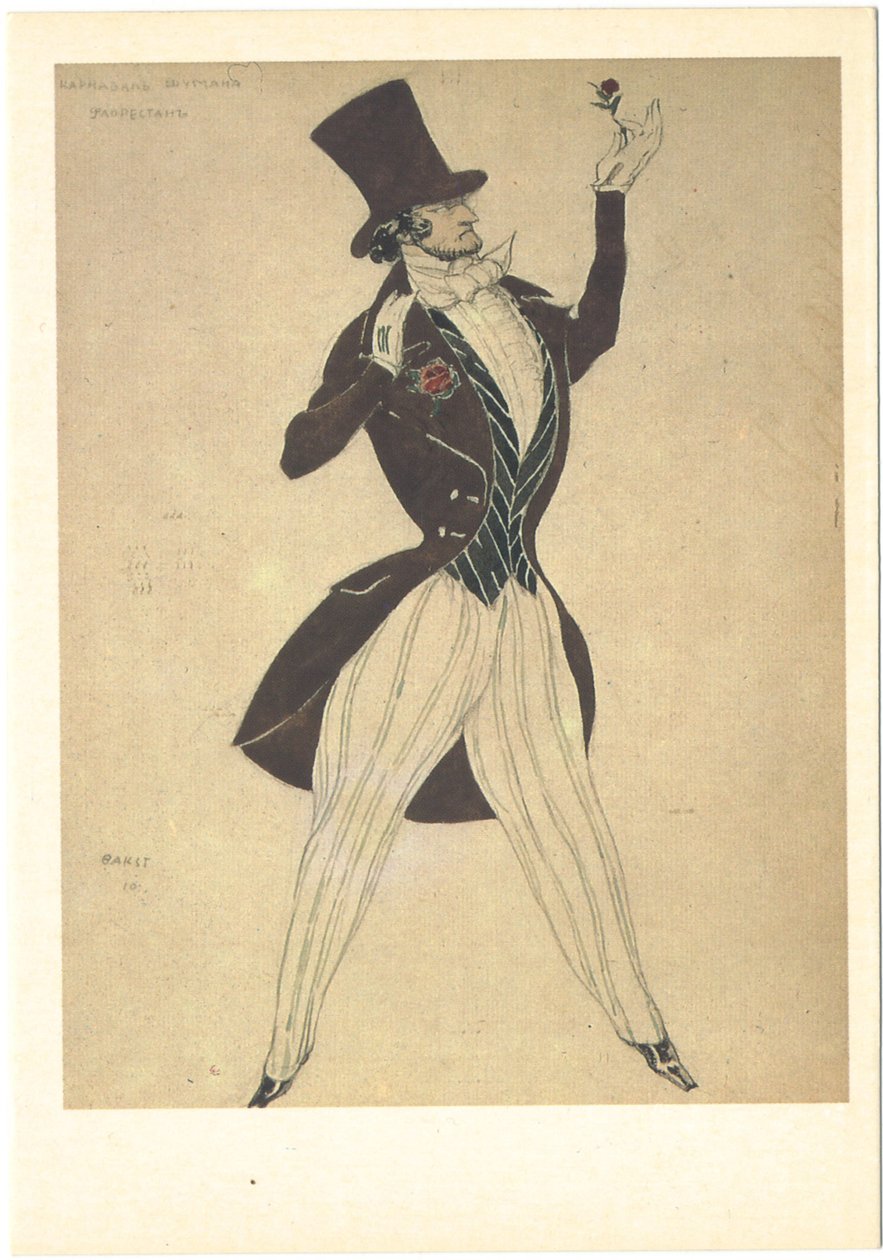 Kostymdesign för balett Carnaval av R. Schumann, 1910 av Leon Bakst