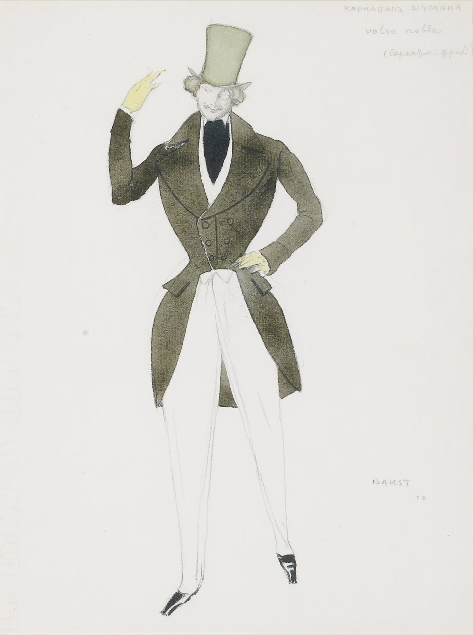 Kostymdesign för balett Carnaval av R. Schumann, 1910 av Leon Bakst