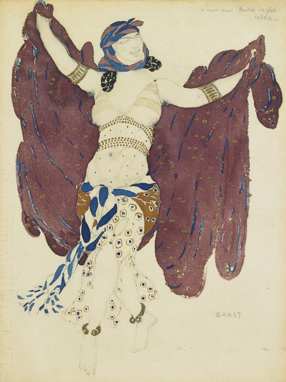 Kostymdesign för baletten Cleopatra av A. Arensky av Leon Bakst
