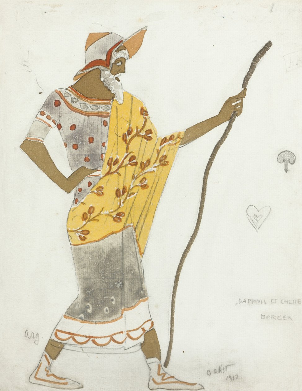 Kostymdesign för baletten Daphnis et Chloé av M. Ravel, 1912 av Leon Bakst