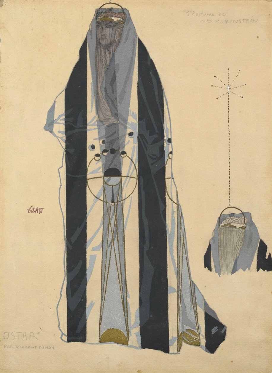 Kostymdesign för baletten Istar av Bohuslav Martinu, ca. 1922. av Leon Bakst