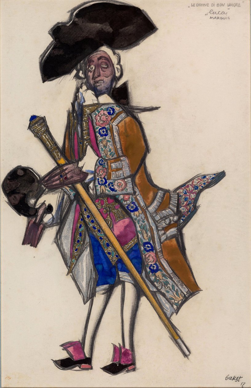 Kostymdesign för baletten The Good Humored Ladies av Leon Bakst