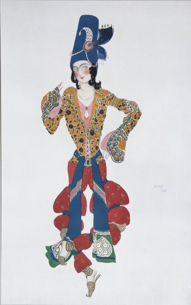 Kostymdesign för baletten Sheherazade av N. Rimsky-Korsakov, 1910 av Leon Bakst