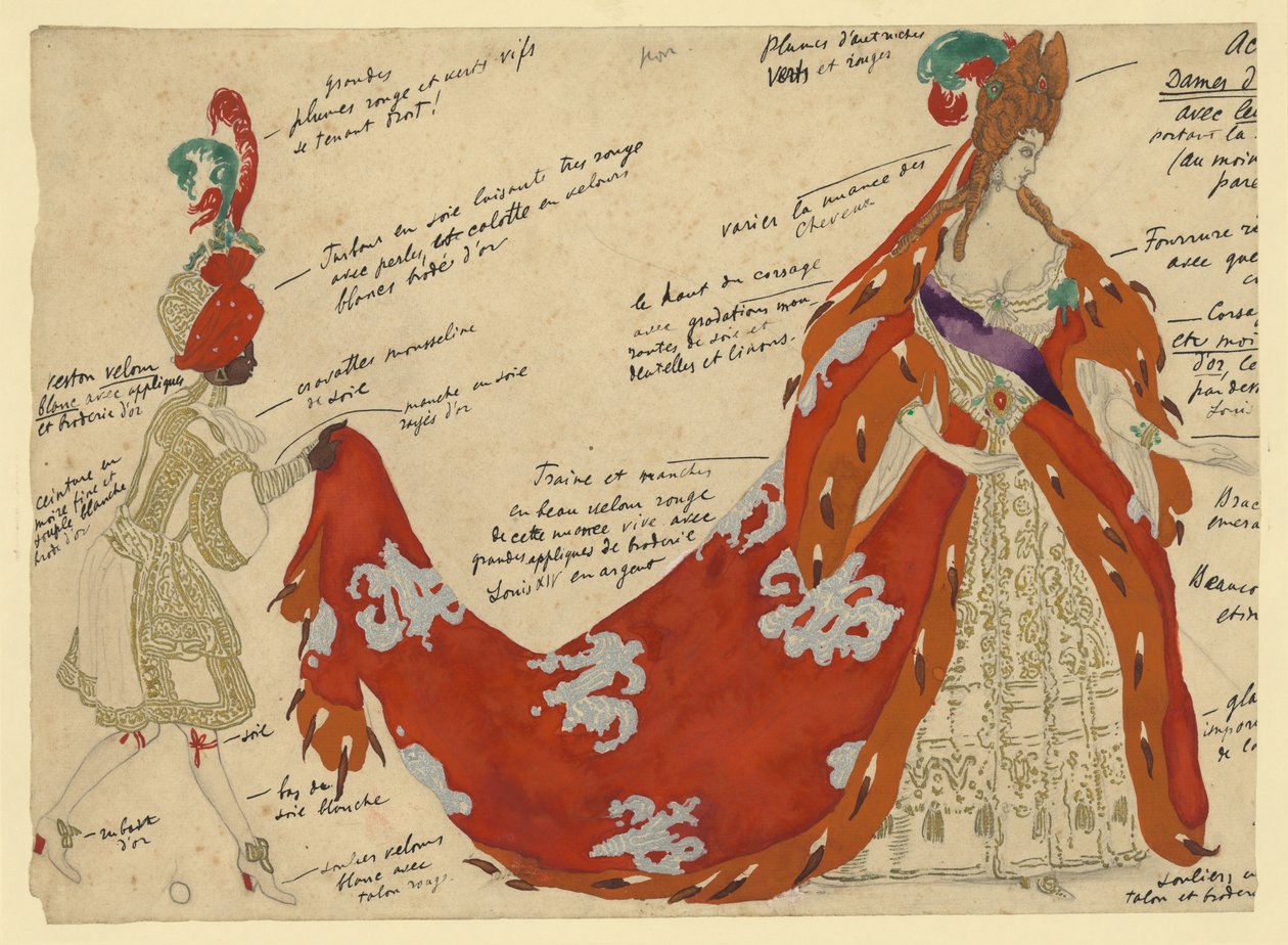 Kostymdesign för baletten Törnrosa av P. Tchaikovsky av Leon Bakst