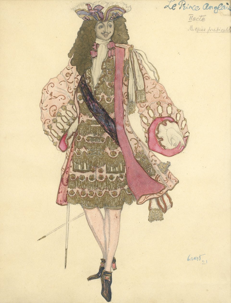 Kostymdesign för baletten Törnrosa av P. Tchaikovsky av Leon Bakst