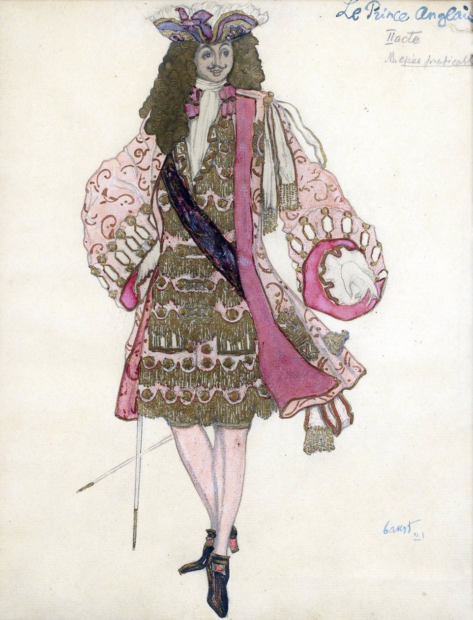 Kostymdesign för baletten Törnrosa av P. Tchaikovsky - Bakst, Leon (1866-1924) - 1921 - Akvarell, Gouache på papper - 28x21 - Privat samling av Leon Bakst