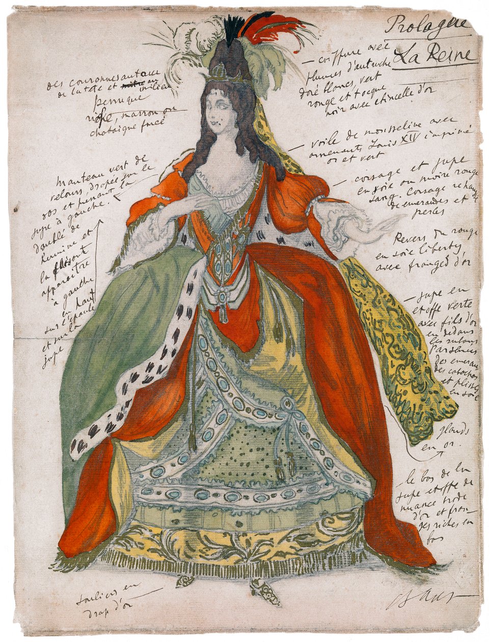Kostymdesign för baletten Törnrosa av P. Tchaikovsky, 1921 av Leon Bakst