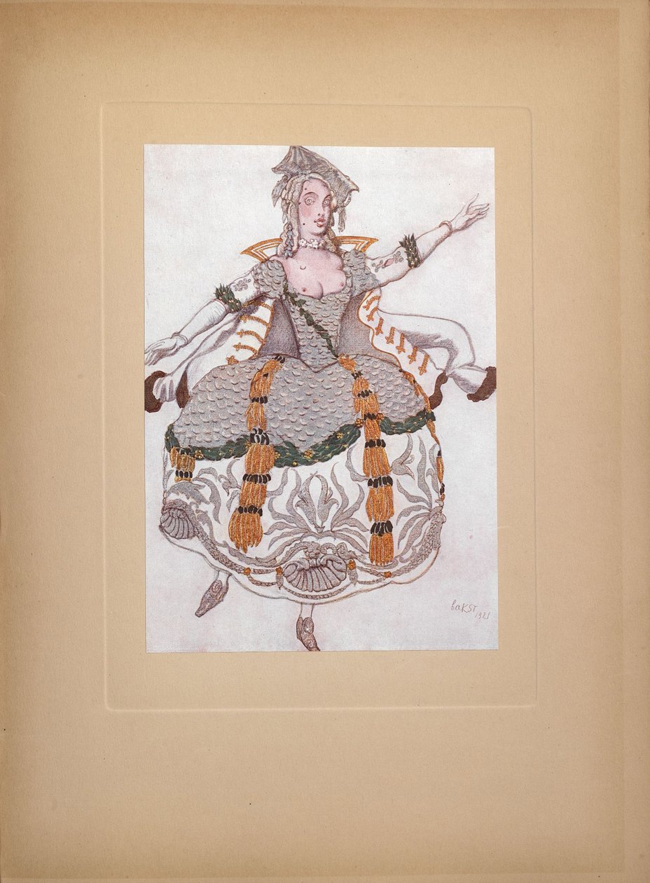 Kostymdesign för baletten Törnrosa av P. Tchaikovsky, 1921 av Leon Bakst