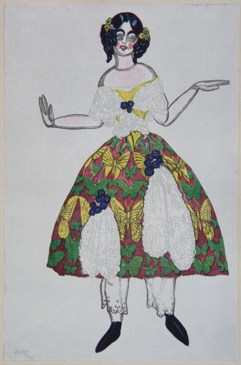 Kostymdesign för baletten The Magic Toy Shop av G. Rossini, 1919 av Leon Bakst
