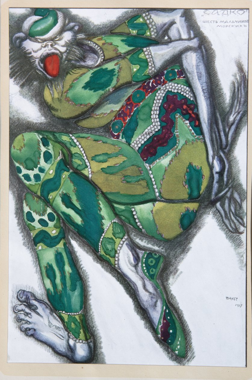 Kostymdesign för operan Sadko av N. Rimsky-Korsakov, 1917 av Leon Bakst