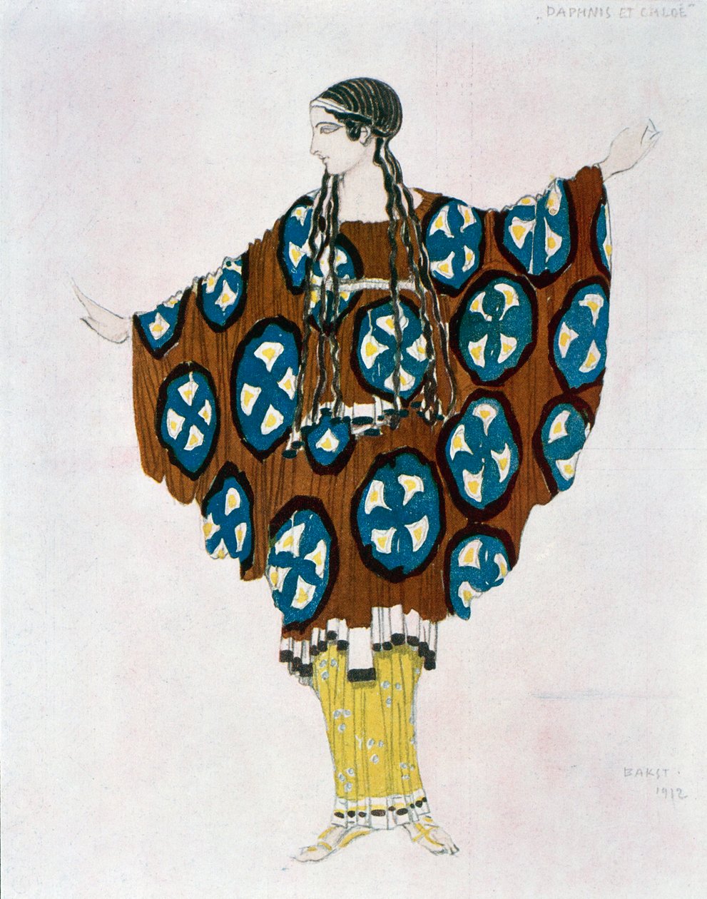 Kostym för Daphnis och Chloe av Maurice Ravel (1875-1937) 1912 (akvarell) av Leon Bakst