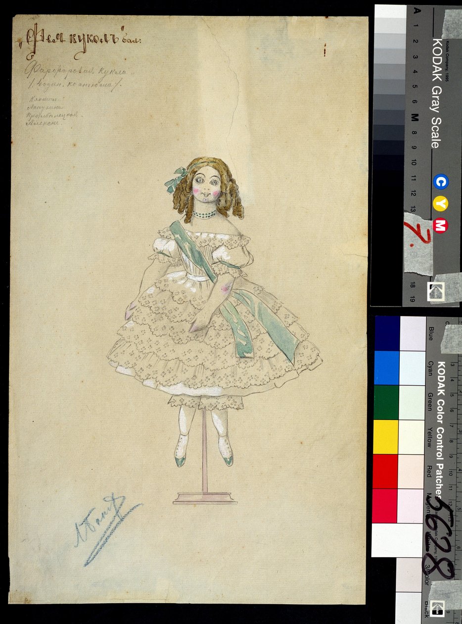 Kostym för baletten "la poupee feerique" i regi av Joseph Bayer (1852-1913) av Leon Bakst