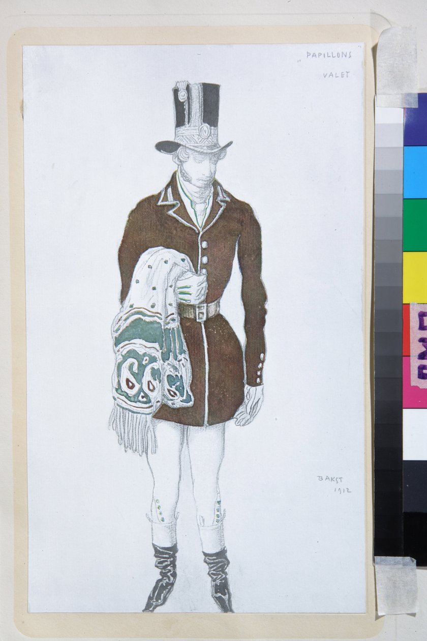 Kostym för balett Les Papillons av Robert Schumann - Verk av Leon Bakst (1866-1924), litografi 1912 - (Dräktdesign för balett Les Papillons av Robert Schumann, av Leon Bakst, Färglitografi av Leon Bakst