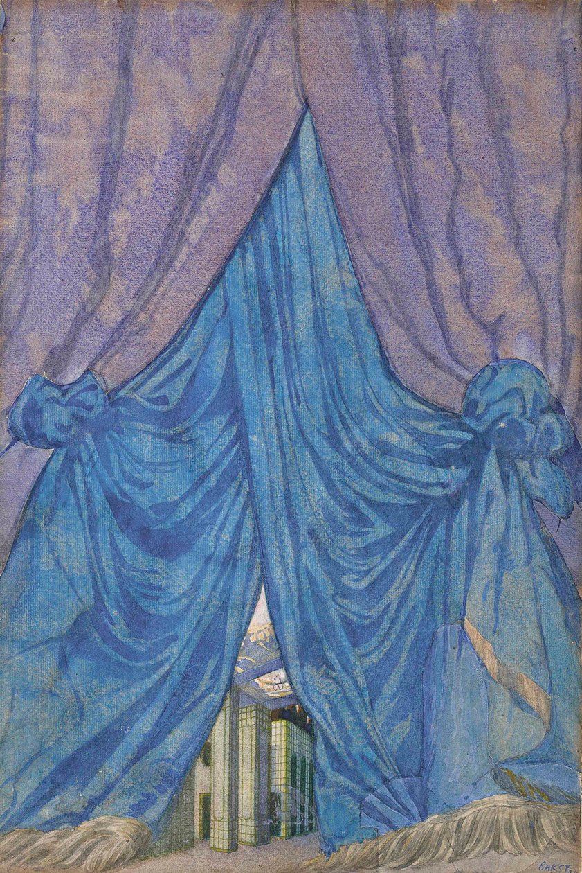 Design av gardin för baletten Törnrosa av P. Tchaikovsky, 1921. av Leon Bakst